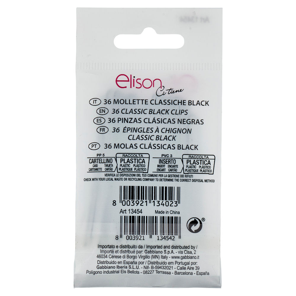 FORCINE PER CAPELLI ELISON CLASSIC BLACK PZ.36 - 1