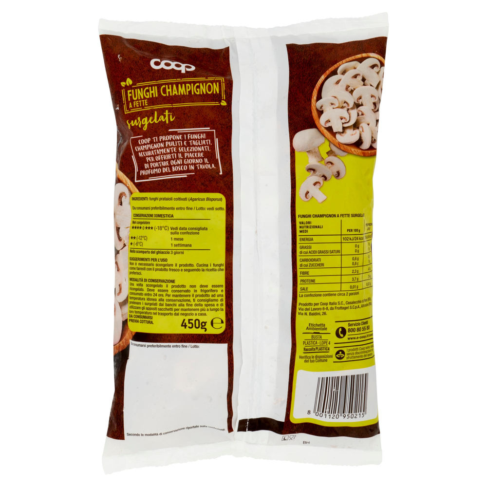 FUNGHI CHAMPIGNON A FETTE SURGELATI COOP BUSTA G 450 - 1