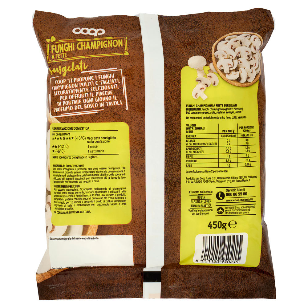 FUNGHI CHAMPIGNON A FETTE SURGELATI COOP BUSTA G 450 - 14