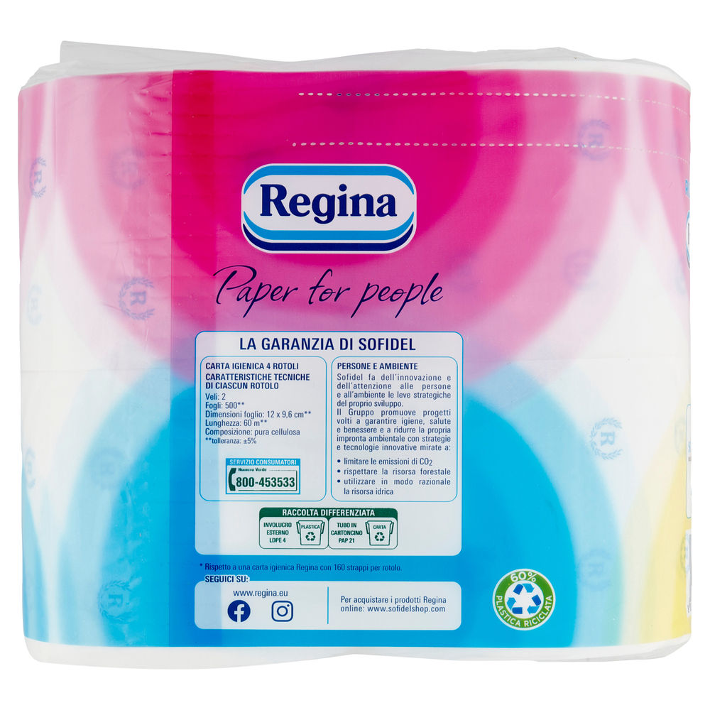 CARTA IGIENICA ROTOLONI REGINA DECORATA 2V STRAPPI 500 PZ.4 - 1