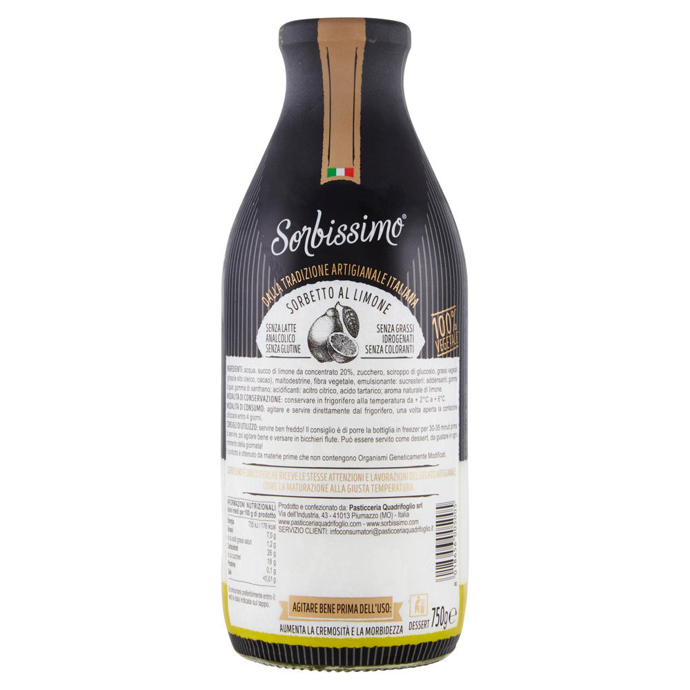 SORBISSIMO AL LIMONE QUADRIFOGLIO BOTTIGLIA 750G - 1