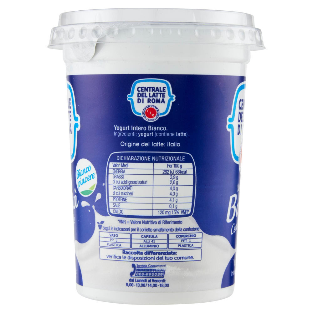 YOGURT INTERO BIANCO CENTRALE DEL LATTE DI ROMA G500 - 4
