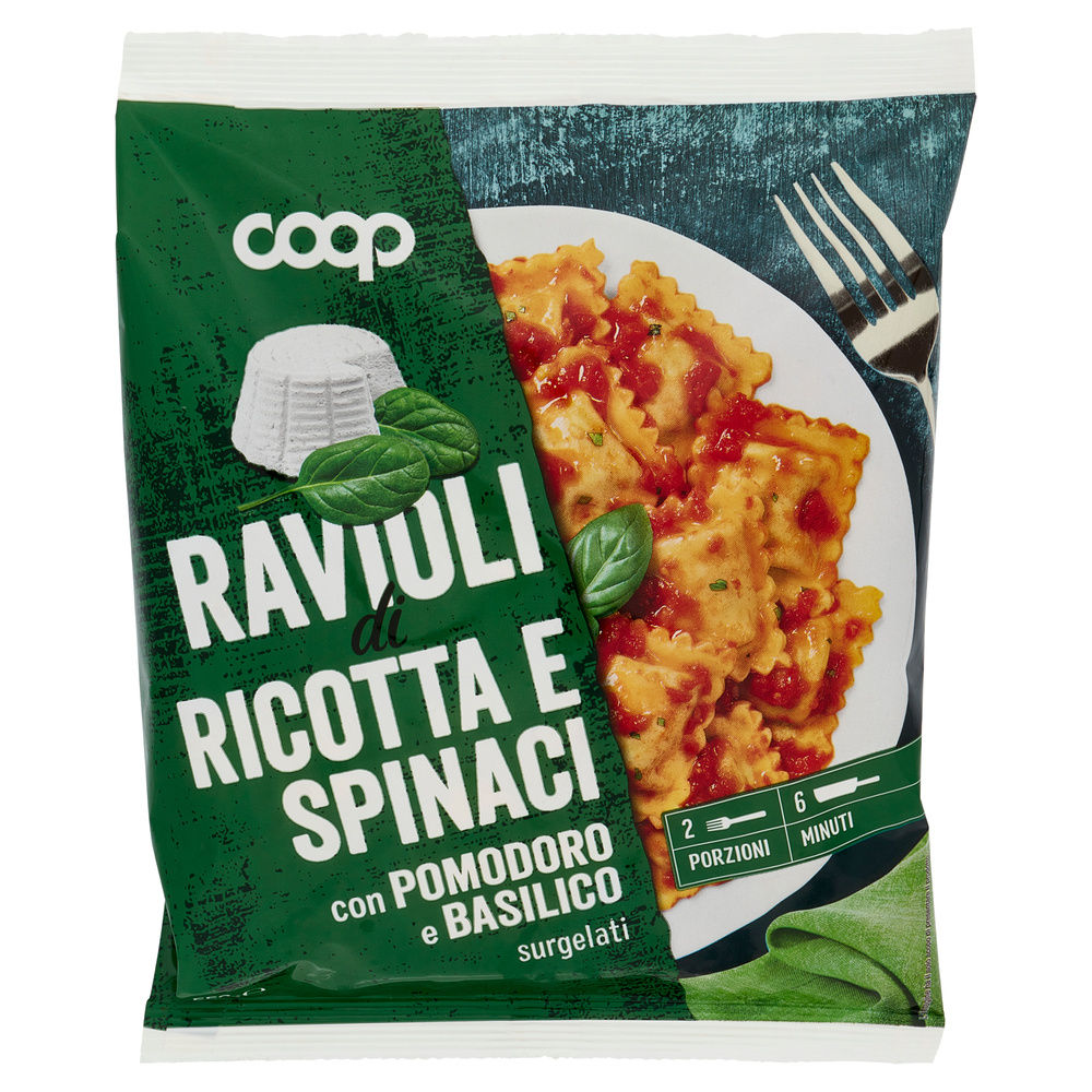 RAVIOLI DI RICOTTA E SPINACI CON POMODORO E BASILICO COOP BUSTA SURG. G 550 - 2