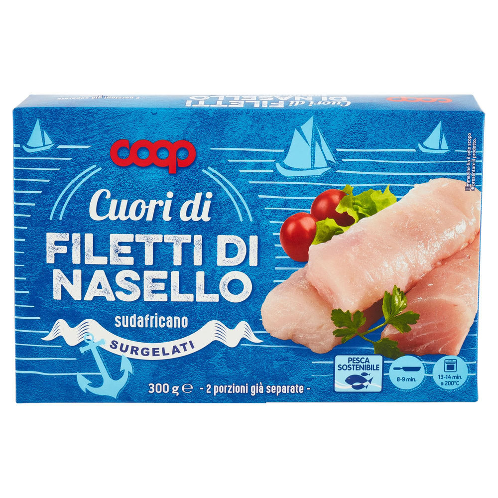 CUORI DI FILETTI DI NASELLO SURGELATI COOP SCATOLA G 300 - 2