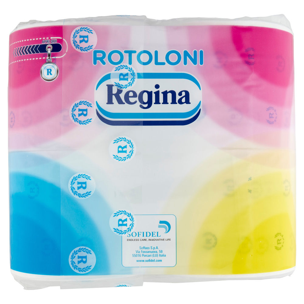 CARTA IGIENICA ROTOLONI REGINA DEC. 2VELI STRAPPI 500 BAULETTO PZ.8 - 3