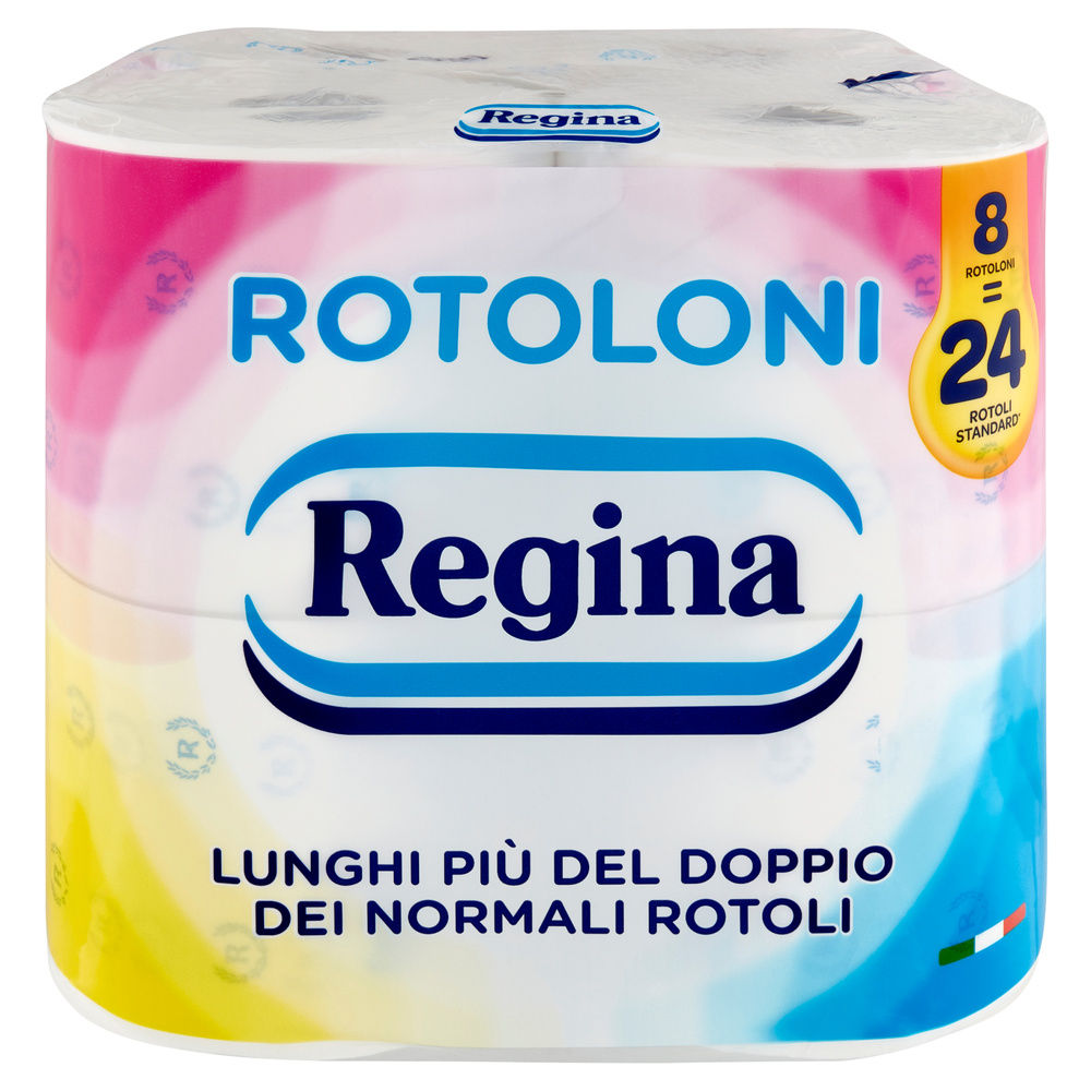 CARTA IGIENICA ROTOLONI REGINA DEC. 2VELI STRAPPI 500 BAULETTO PZ.8 - 5