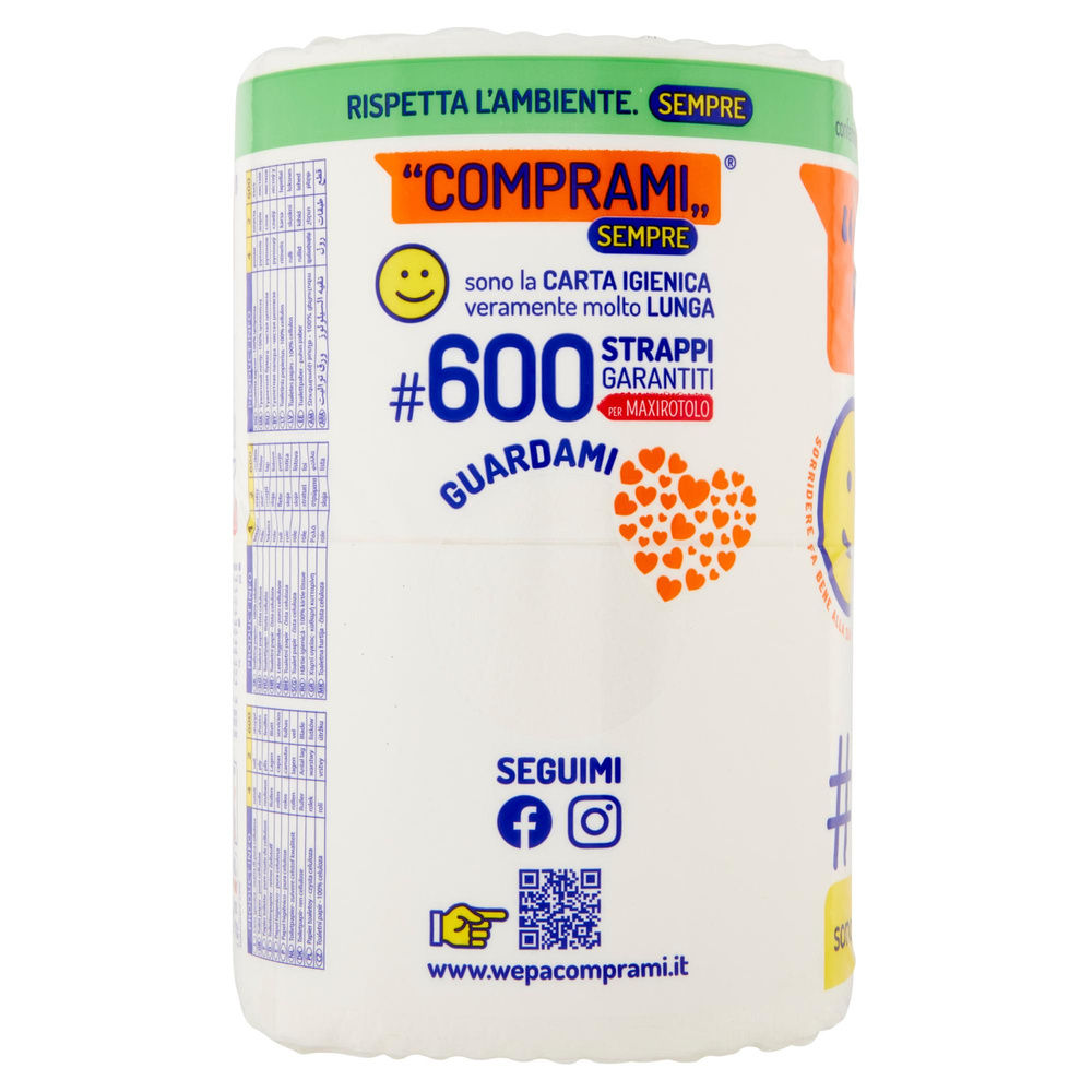 CARTA IGIENICA COMPRAMI SEMPRE MAXI CONF.PCR 50%PLAST.RICICLAT.2VELI 600STR PZ.4 - 4