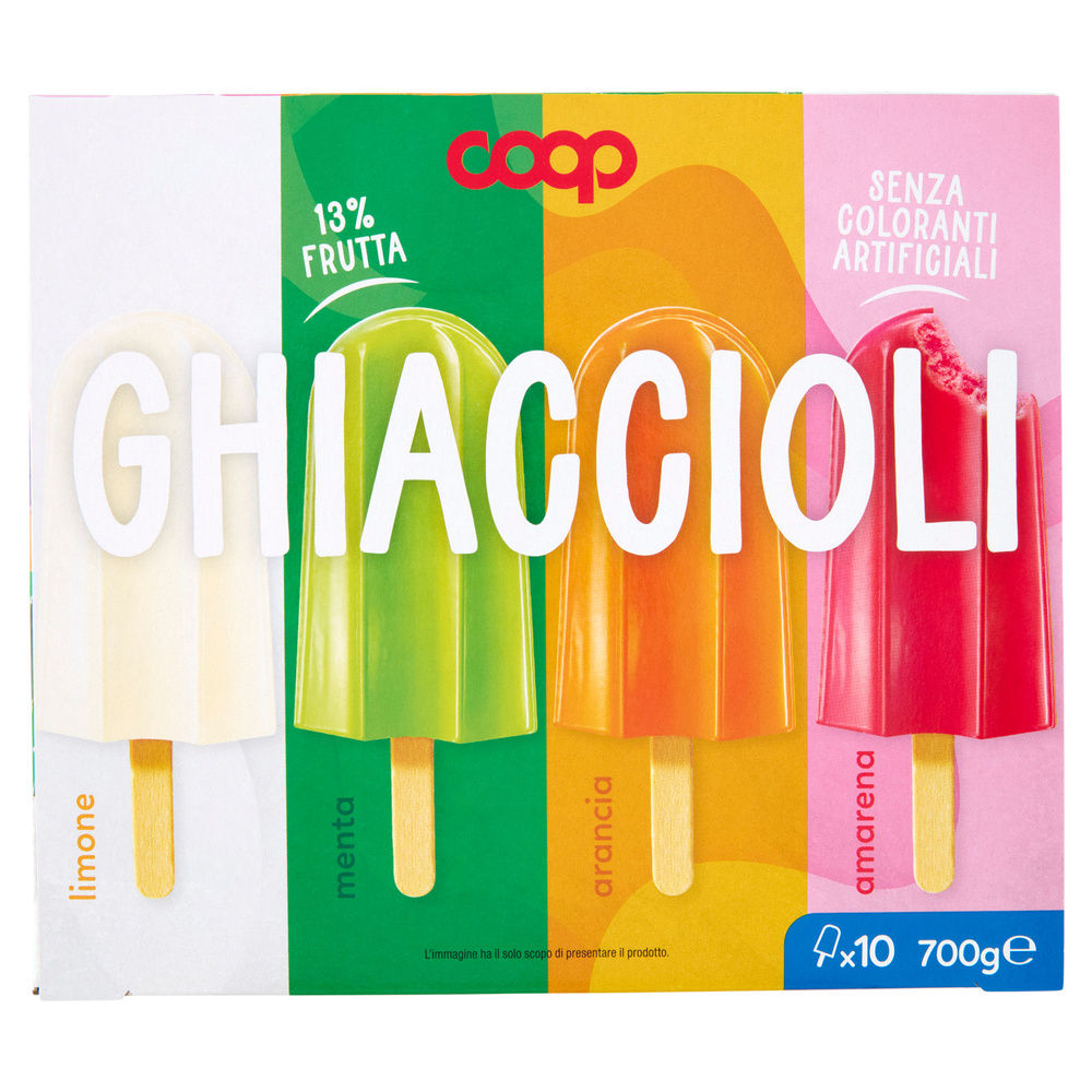GHIACCIOLI  ARANCIA-LIMONE-AMARENA-MENTA COOP SCATOLA 10PZ G 700 - 1