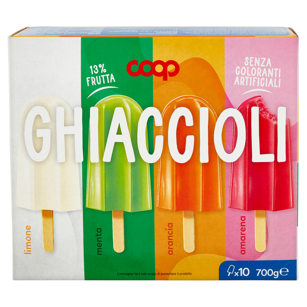 GHIACCIOLI  ARANCIA-LIMONE-AMARENA-MENTA COOP SCATOLA 10PZ G 700 - 12
