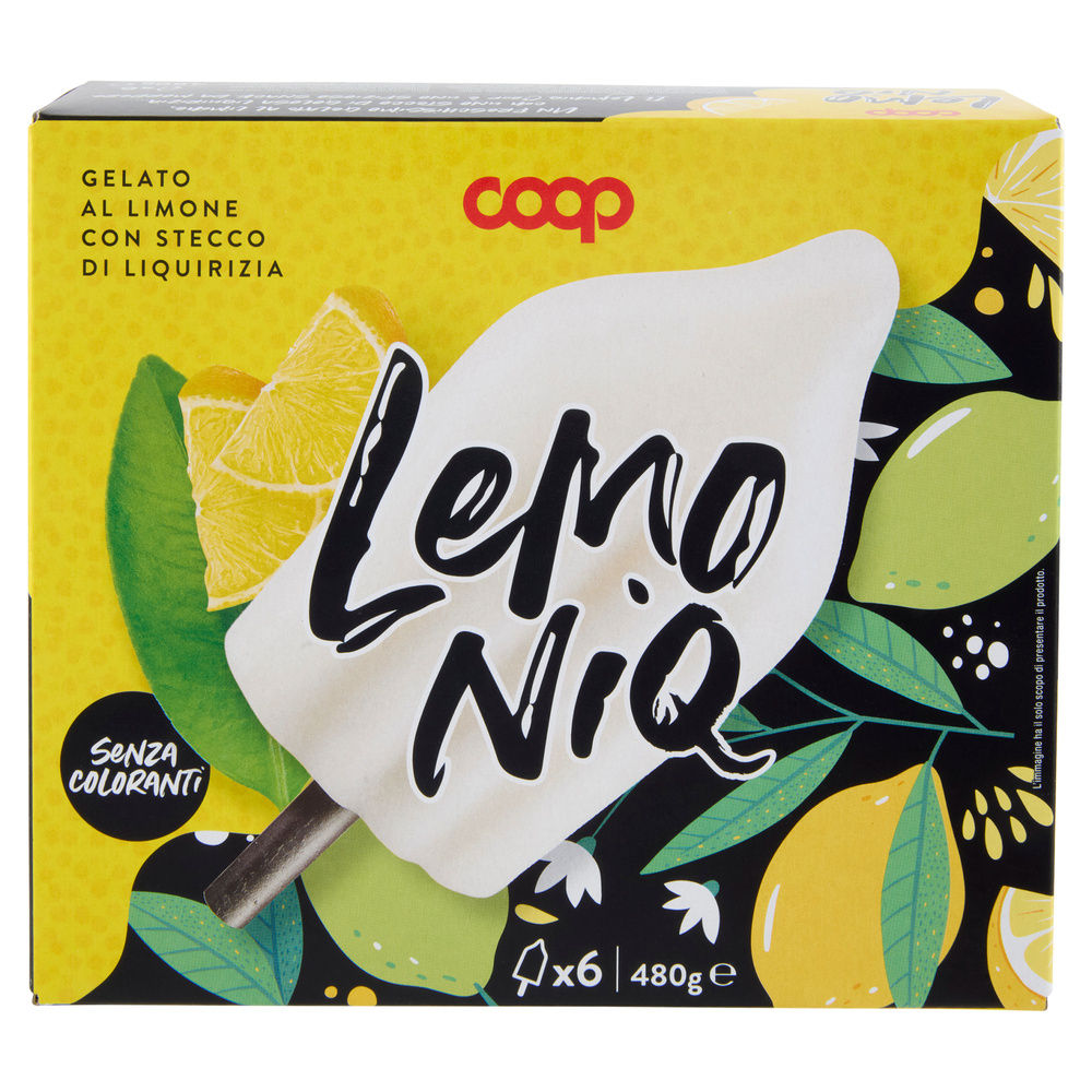 GELATO LEMONIQ AL LIMONE CON STECCO ALLA LIQUIRIZIA COOP 6PZ ASTUCCIO G 480 - 2