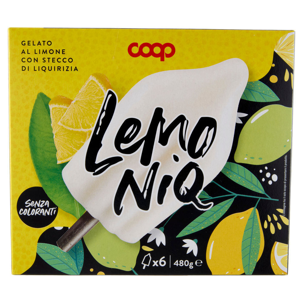 GELATO LEMONIQ AL LIMONE CON STECCO ALLA LIQUIRIZIA COOP 6PZ ASTUCCIO G 480 - 1