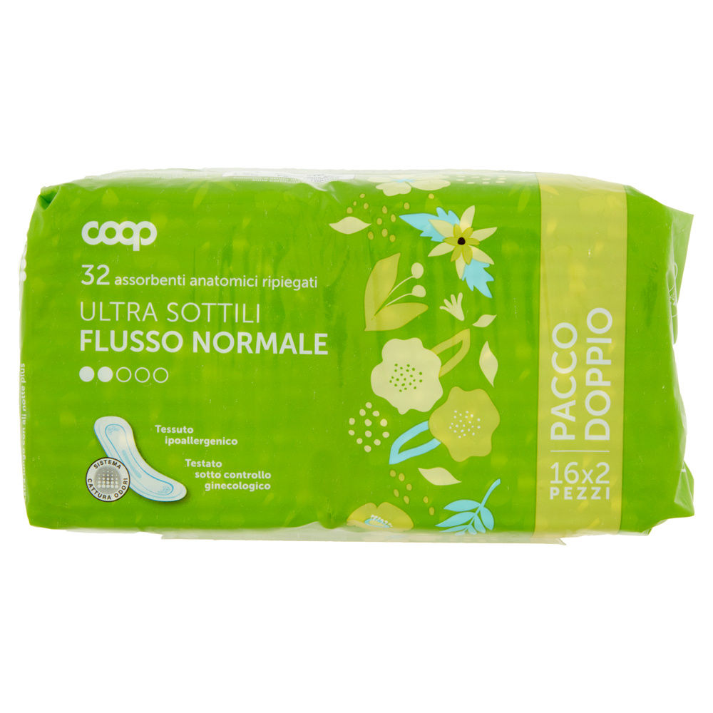 ASSORBENTI ULTRA SOTTILI FLUSSO NORMALE ANATOMICI RIPIEGATI COOP 2X PZ.16 - 7