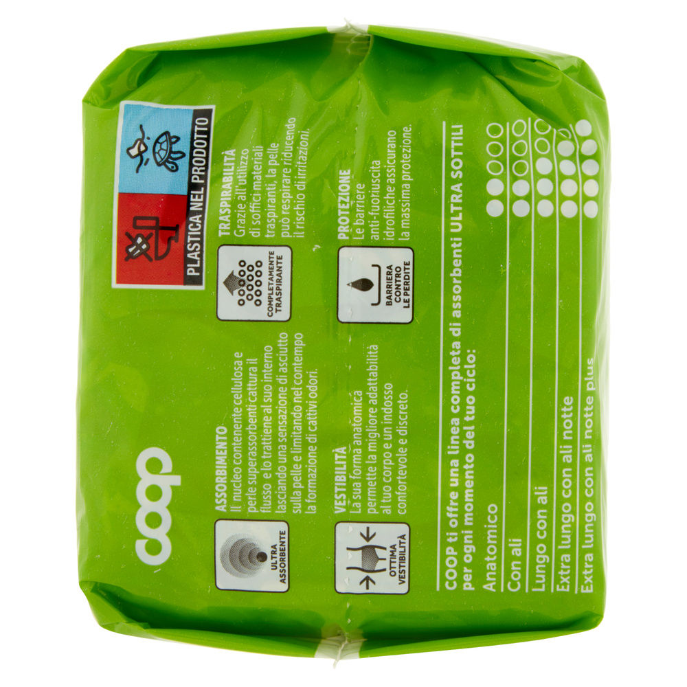 ASSORBENTI ULTRA SOTTILI FLUSSO NORMALE ANATOMICI RIPIEGATI COOP 2X PZ.16 - 3