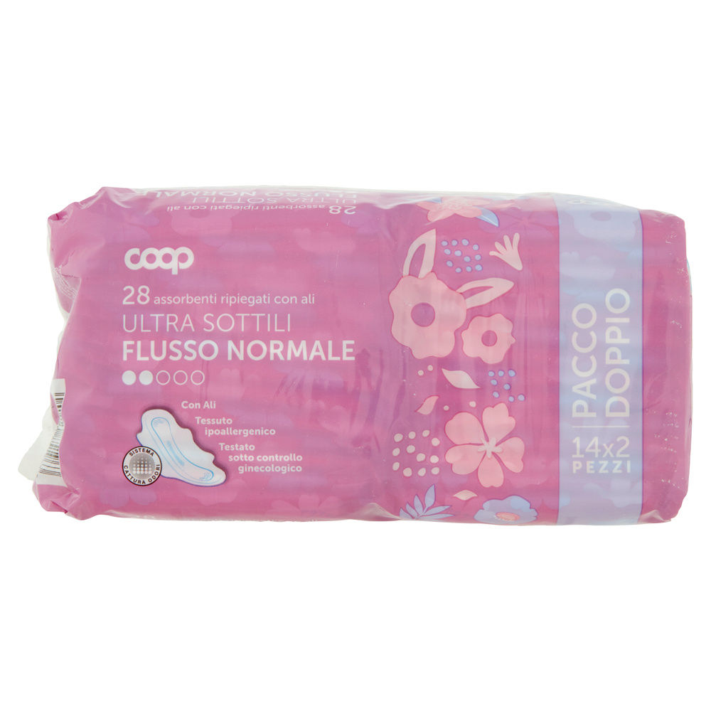 ASSORBENTI ULTRA SOTTILI FLUSSO NORMALE RIPIEGATI C/ALI COOP 2X PZ.14 - 3