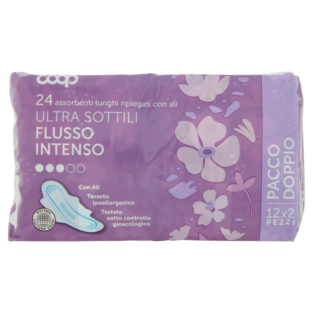 ASSORBENTI ULTRA SOTTILI FLUSSO INTENSO LUNGHI RIPIEGATI C/ALI COOP 2X PZ.12 - 0