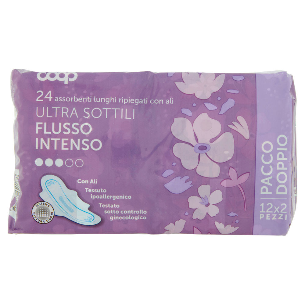 ASSORBENTI ULTRA SOTTILI FLUSSO INTENSO LUNGHI RIPIEGATI C/ALI COOP 2X PZ.12 - 4
