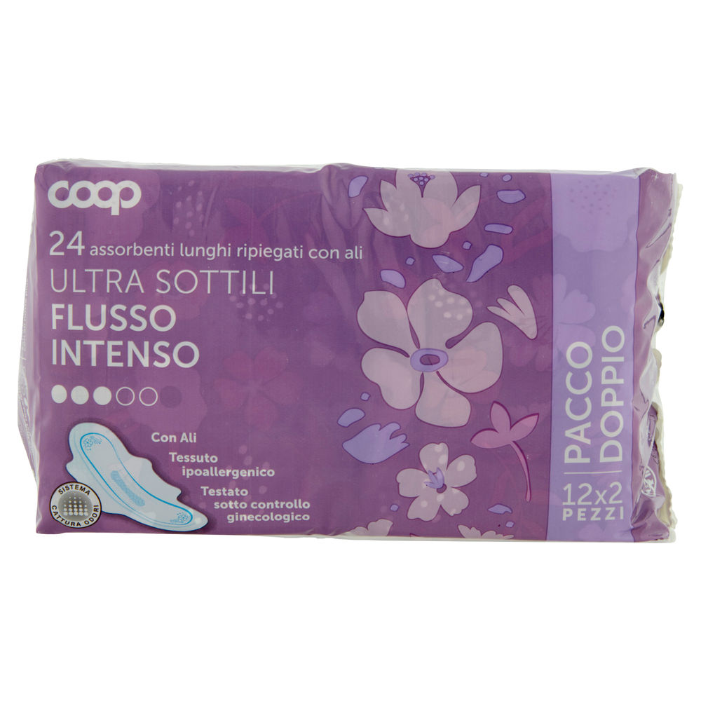 ASSORBENTI ULTRA SOTTILI FLUSSO INTENSO LUNGHI RIPIEGATI C/ALI COOP 2X PZ.12 - 1
