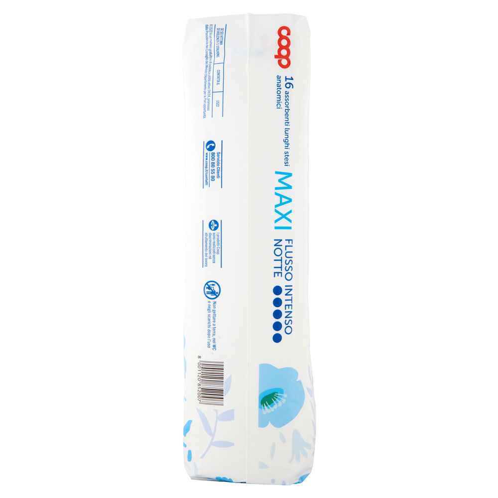 ASSORBENTI MAXI FLUSSO INTENSO NOTTE LUNGHI STESI ANATOMICI COOP PZ.16 - 5
