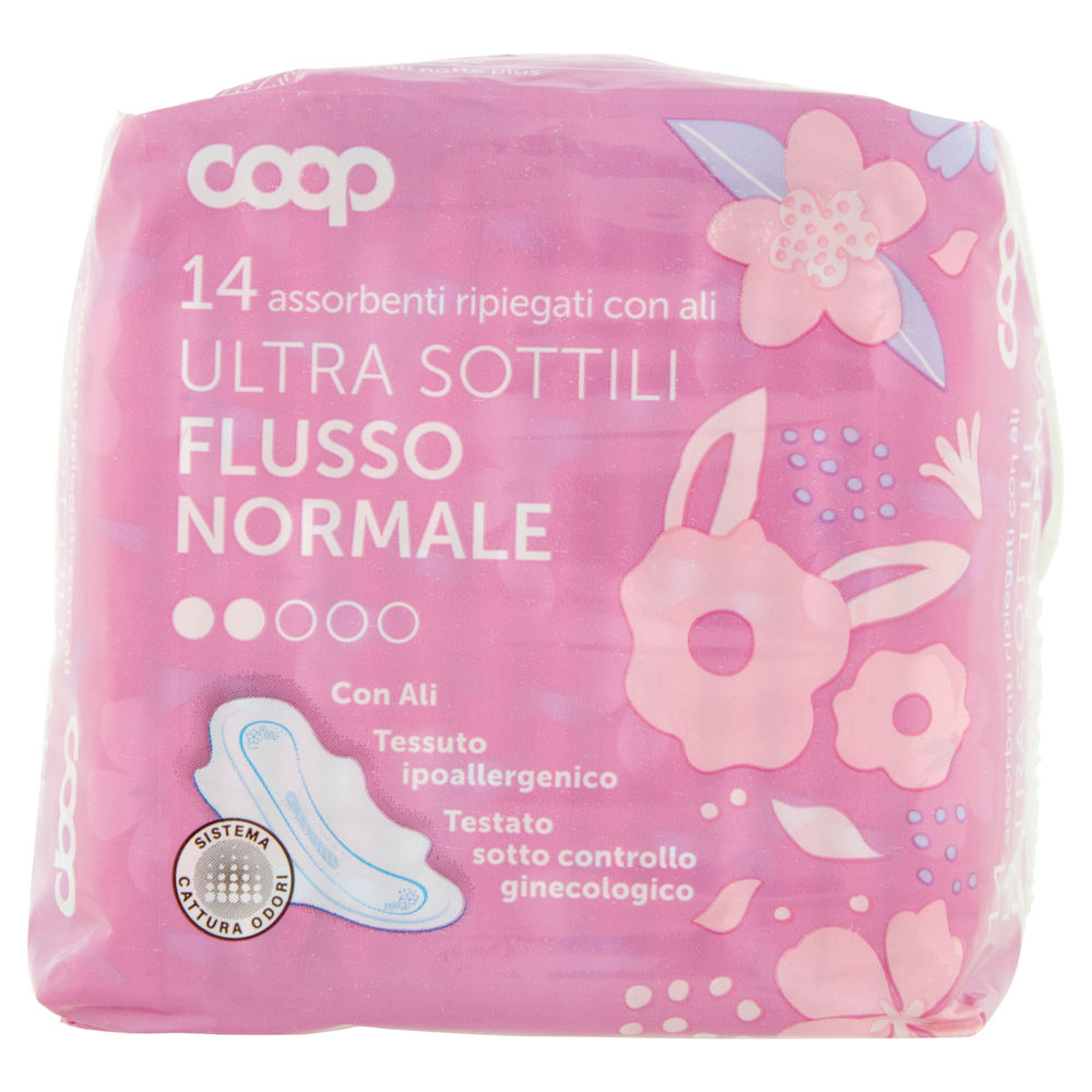 ASSORBENTI ULTRA SOTTILI FLUSSO NORMALE RIPIEGATI C/ALI COOP PZ.14 - 0
