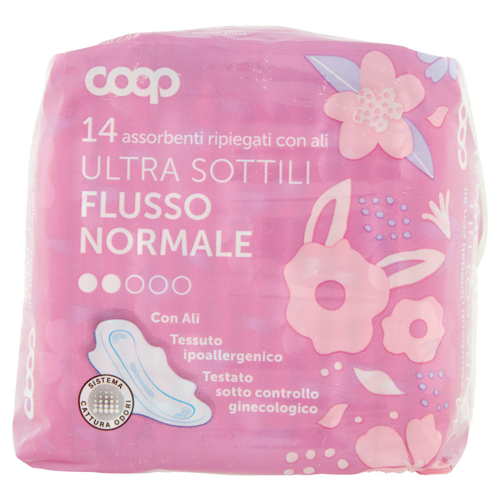 ASSORBENTI ULTRA SOTTILI FLUSSO NORMALE RIPIEGATI C/ALI COOP PZ.14 - 8