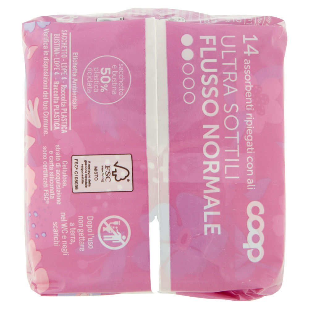 ASSORBENTI ULTRA SOTTILI FLUSSO NORMALE RIPIEGATI C/ALI COOP PZ.14 - 5