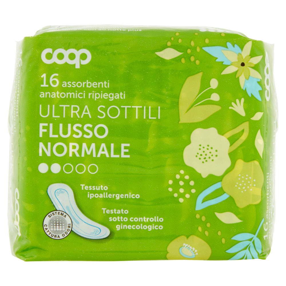 ASSORBENTI ULTRA SOTTILI FLUSSO NORMALE ANATOMICI RIPIEGATI COOP PZ.16 - 0