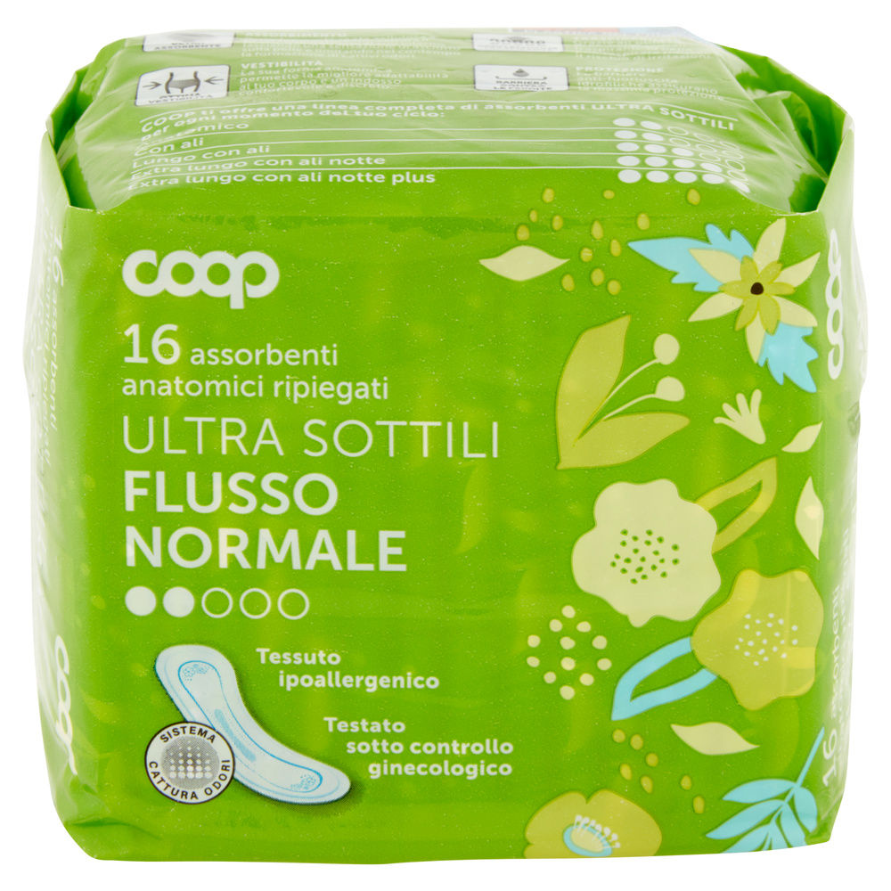 ASSORBENTI ULTRA SOTTILI FLUSSO NORMALE ANATOMICI RIPIEGATI COOP PZ.16 - 4