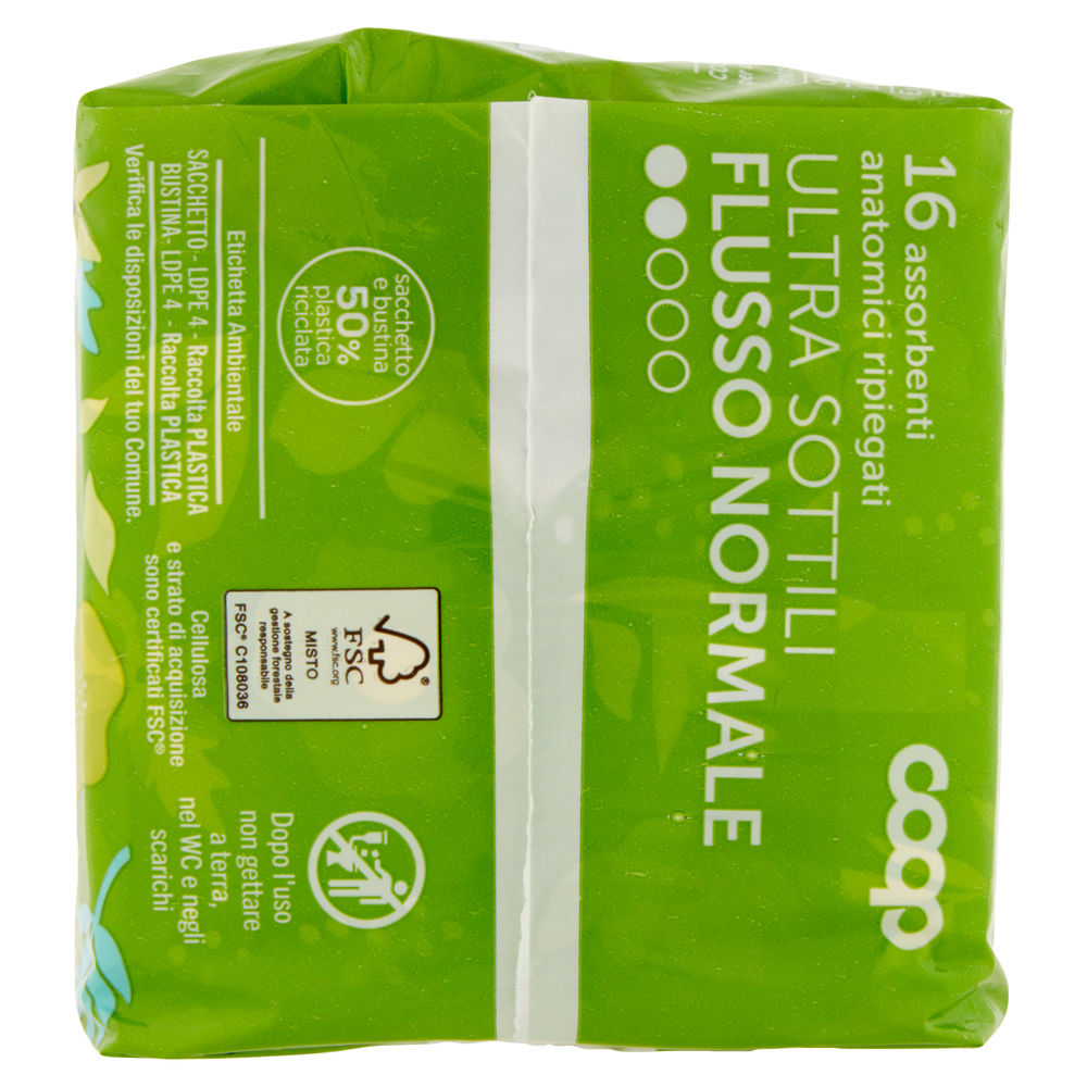 ASSORBENTI ULTRA SOTTILI FLUSSO NORMALE ANATOMICI RIPIEGATI COOP PZ.16 - 5