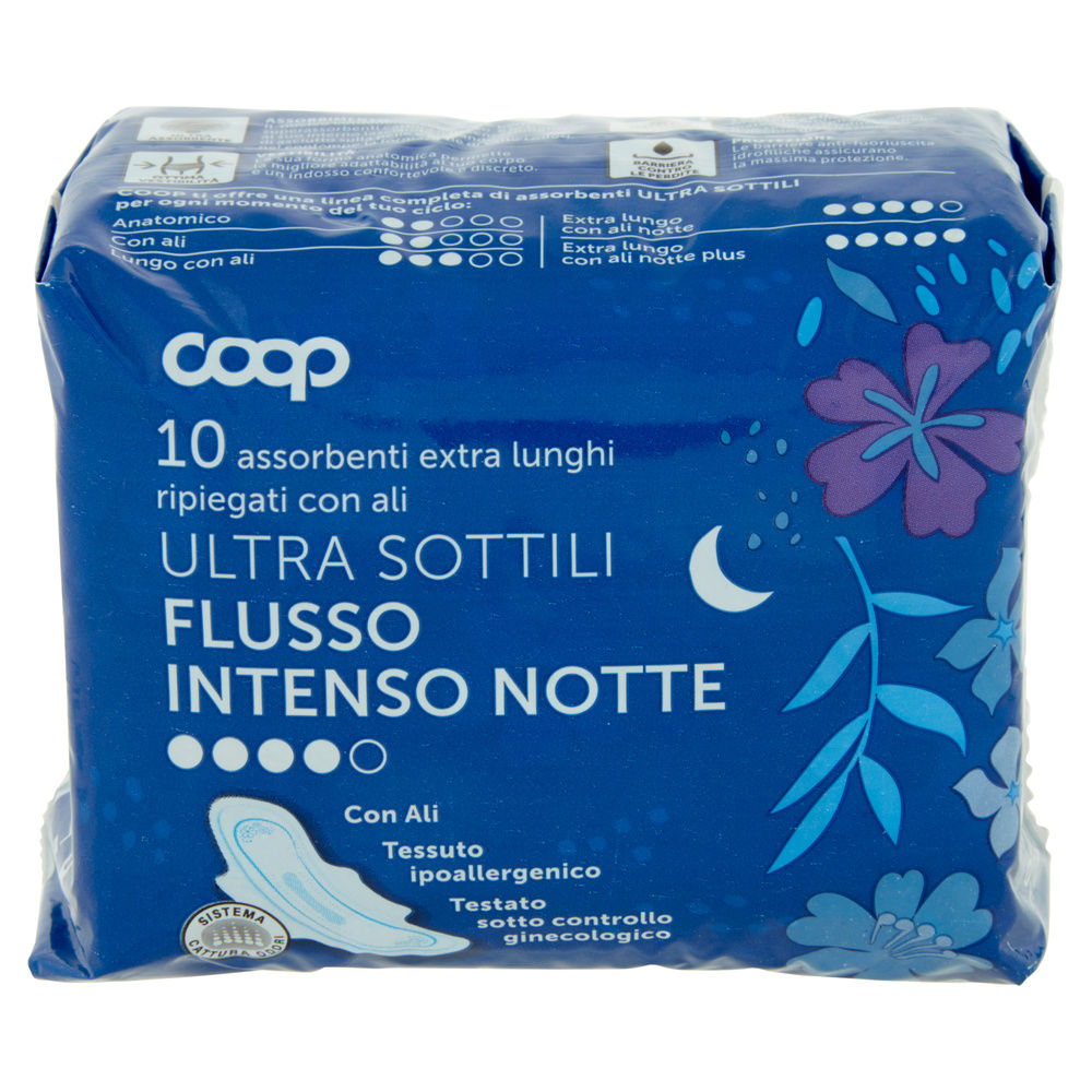 ASSORBENTI ULTRA SOTTILI FLUS.INTENSO NOTTE EXTRA LUNGHI RIPIEG.C/ALI COOP PZ.10 - 8