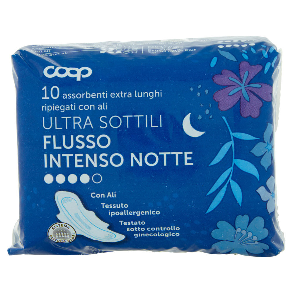 ASSORBENTI ULTRA SOTTILI FLUS.INTENSO NOTTE EXTRA LUNGHI RIPIEG.C/ALI COOP PZ.10 - 3