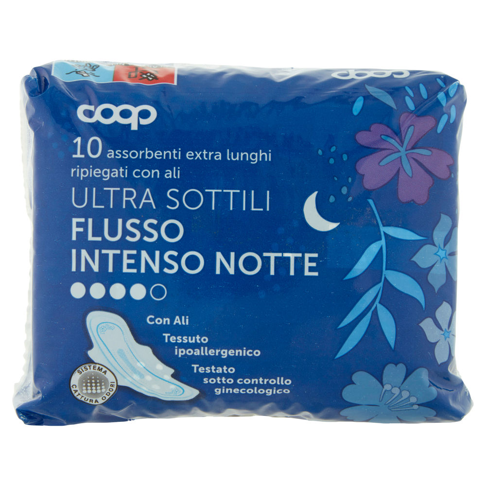 ASSORBENTI ULTRA SOTTILI FLUS.INTENSO NOTTE EXTRA LUNGHI RIPIEG.C/ALI COOP PZ.10 - 1