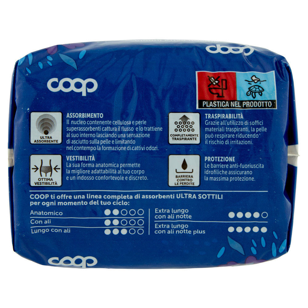 ASSORBENTI ULTRA SOTTILI FLUS.INTENSO NOTTE EXTRA LUNGHI RIPIEG.C/ALI COOP PZ.10 - 6