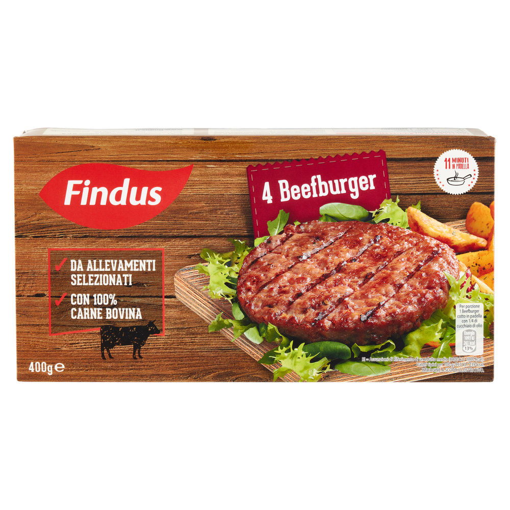 BEEFBURGER FINDUS SURGELATO SCATOLA 4PZ 400G - 7