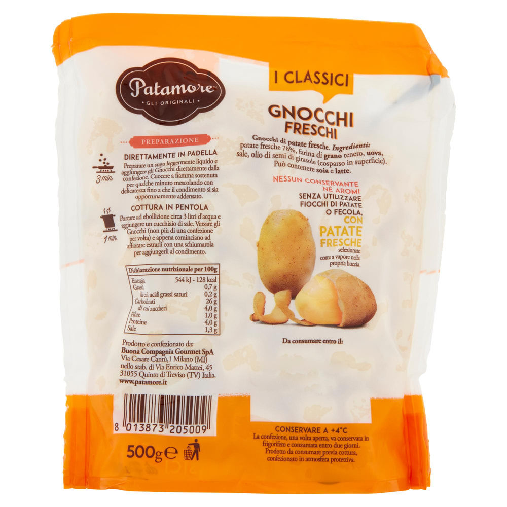 GNOCCHI FRESCHI DI PATATE PATAMORE BUSTA G 500 - 1