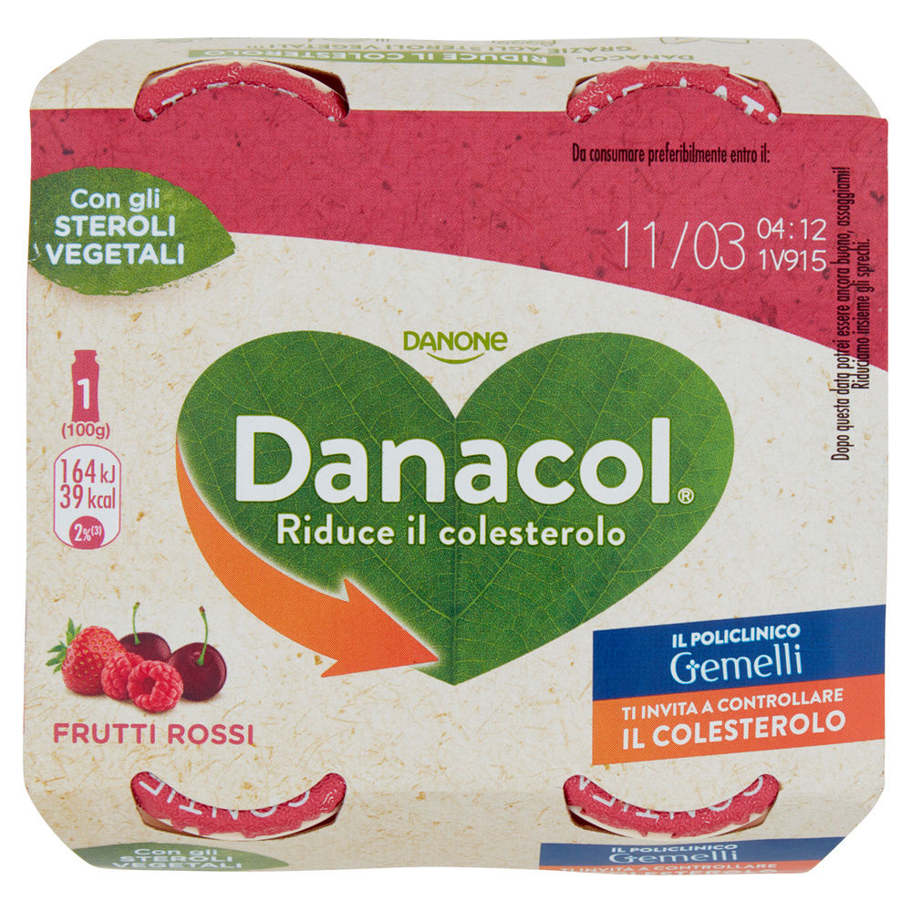 DANACOL DANONE ANTICOLESTEROLO FRUTTI ROSSI BTG 4X100G - 7