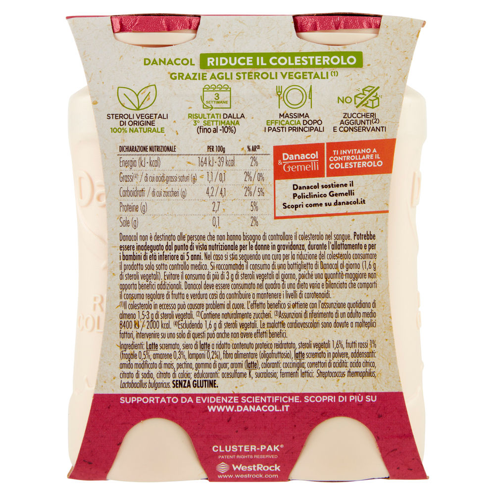 DANACOL DANONE ANTICOLESTEROLO FRUTTI ROSSI BTG 4X100G - 1