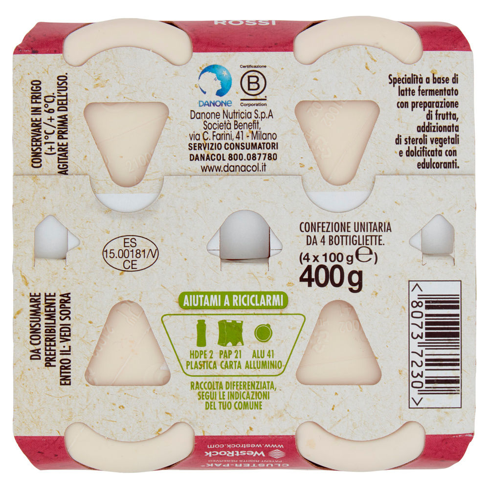 DANACOL DANONE ANTICOLESTEROLO FRUTTI ROSSI BTG 4X100G - 3