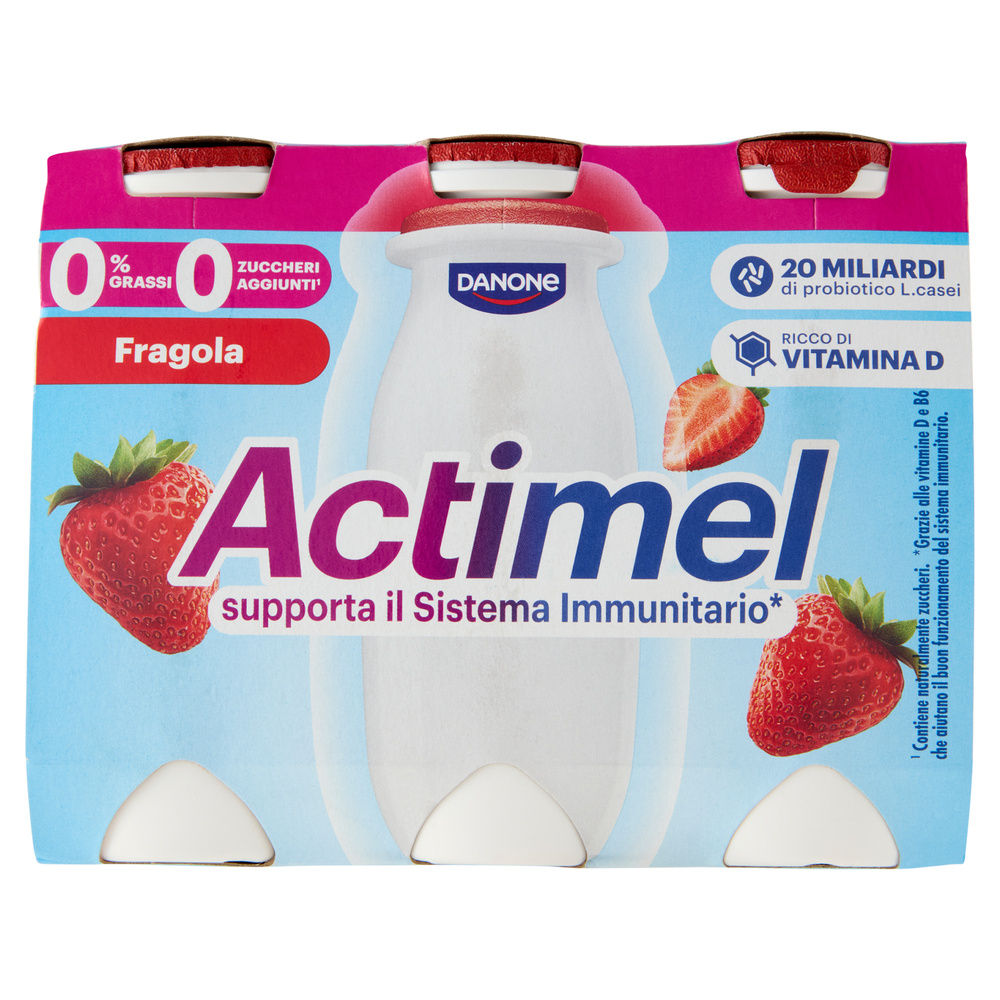 ACTIMEL 0% GRASSI  DANONE FRAGOLA 6X100 G - 0