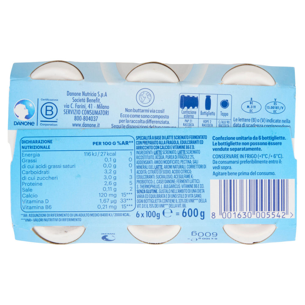 ACTIMEL 0% GRASSI  DANONE FRAGOLA 6X100 G - 5