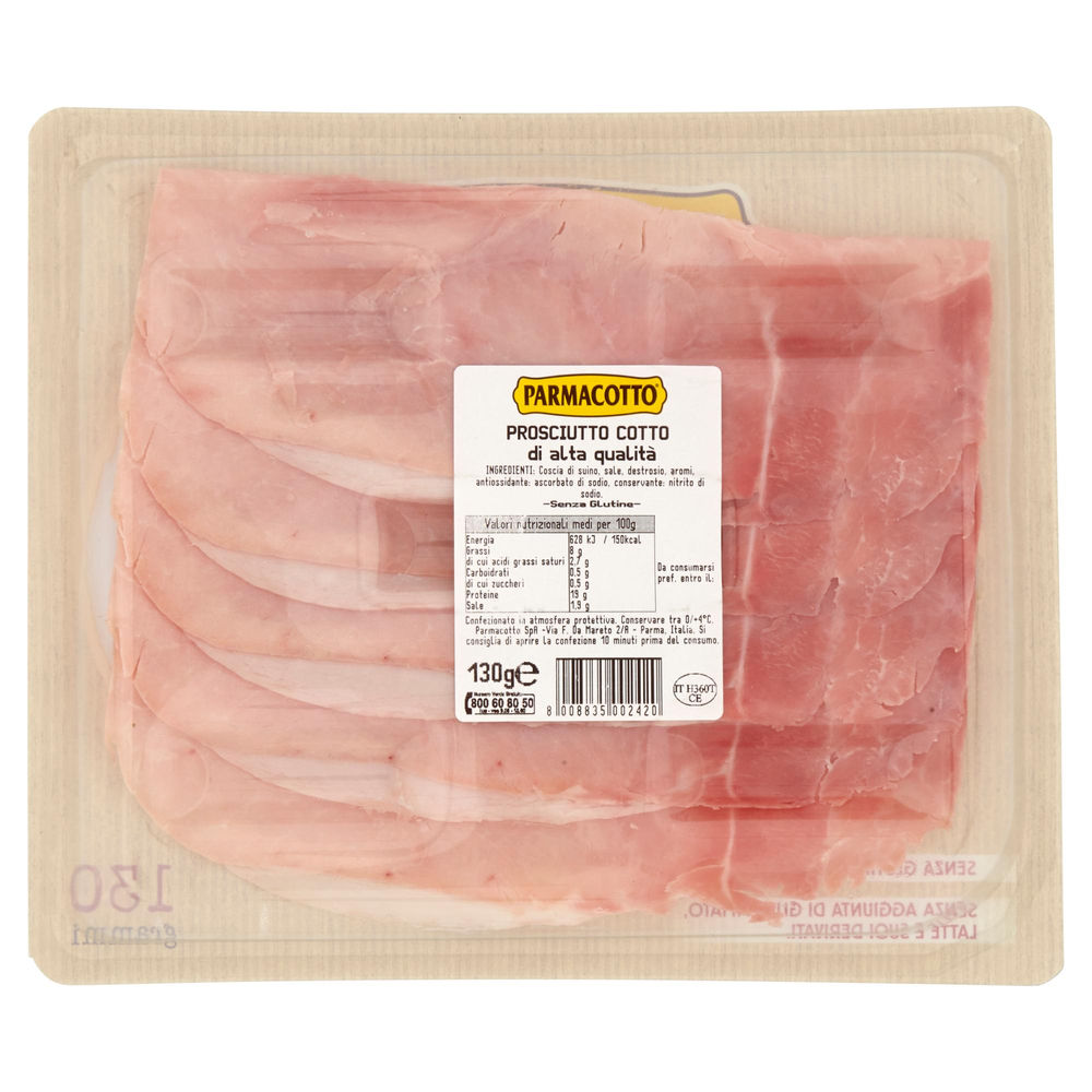 PROSCIUTTO COTTO ALTA QUALITA' OVALI PARMACOTTO VASCHETTA 130 G - 1