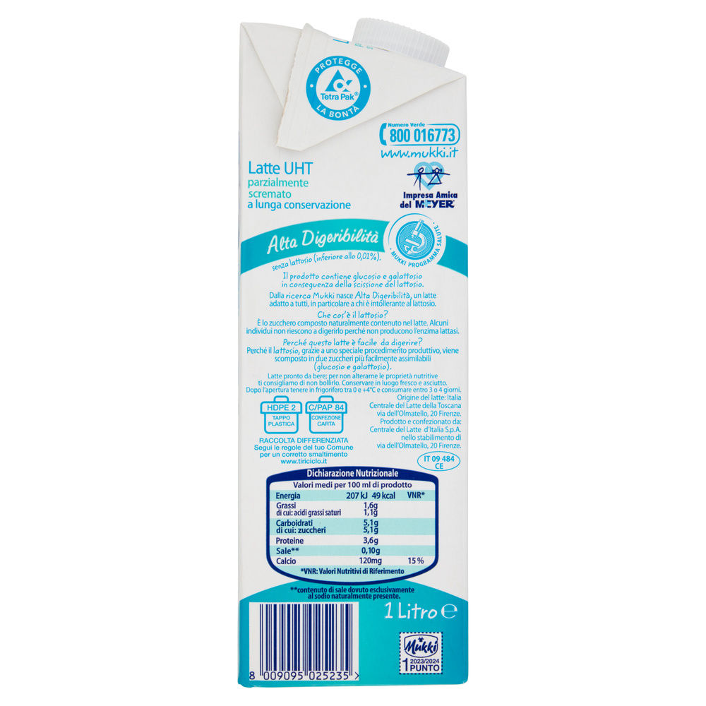 LATTE UHT PS MUKKI ALTA DIGERIBILITA' TETRA SQUARE 1L - 4