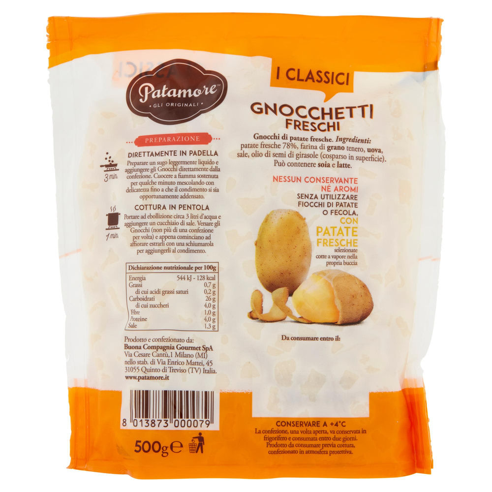 GNOCCHETTI FRESCHI DI PATATE PATAMORE BUSTA G 500 - 1