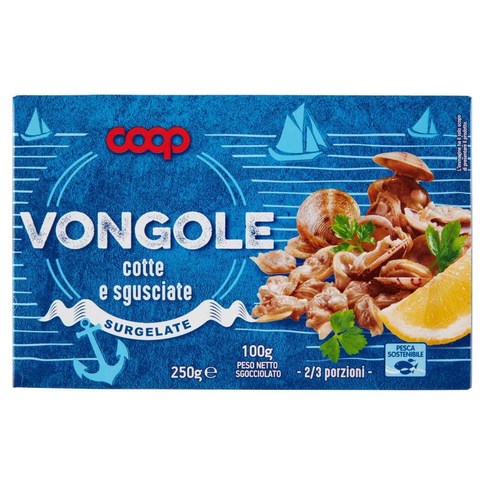 VONGOLE SGUSCIATE SURGELATE COOP 250G LORDO 100G SGOCC. - 2
