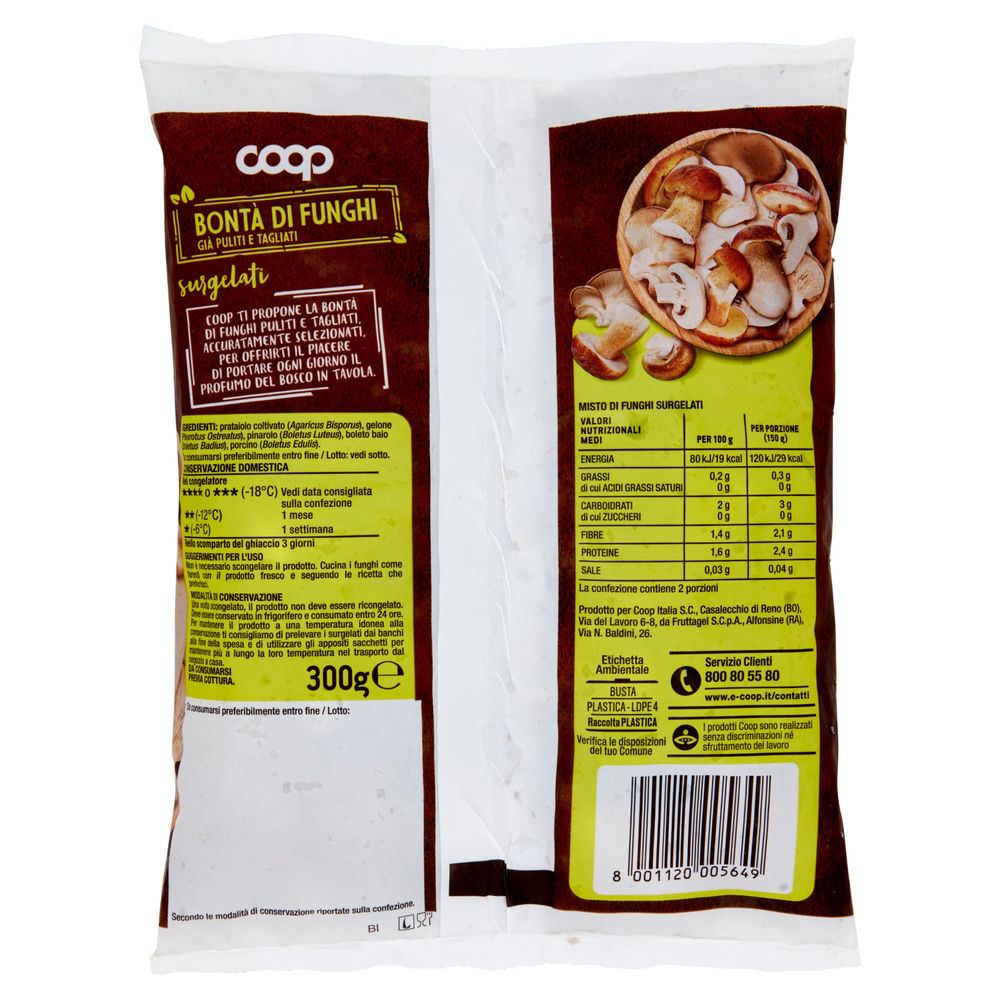 BONTÀ DI FUNGHI MISTI SURGELATI COOP BUSTA 300G - 1