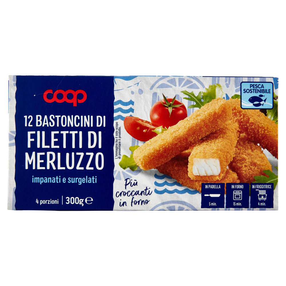 BASTONCINI DI FILETTI DI MERLUZZO COOP SCATOLA PZ 12 G 300 - 8