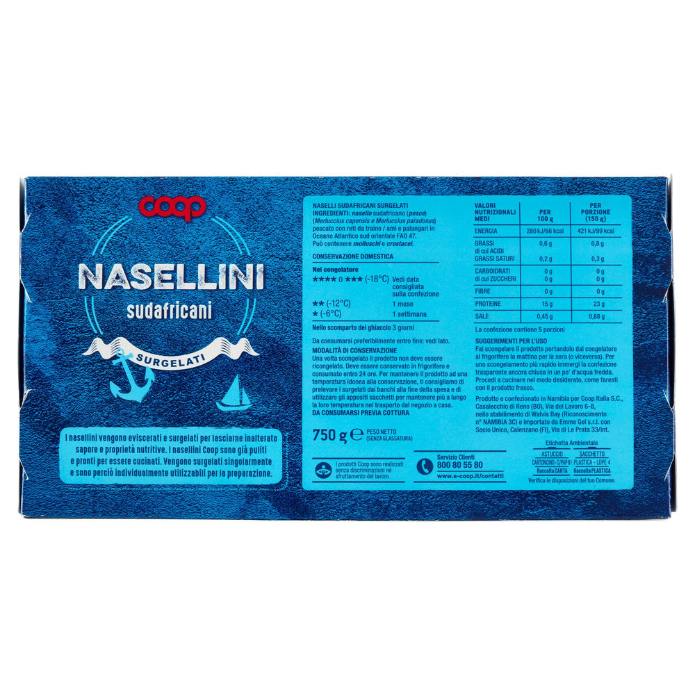 NASELLINI DECAPITATI SURGELATI COOP SCATOLA G 750 - 1