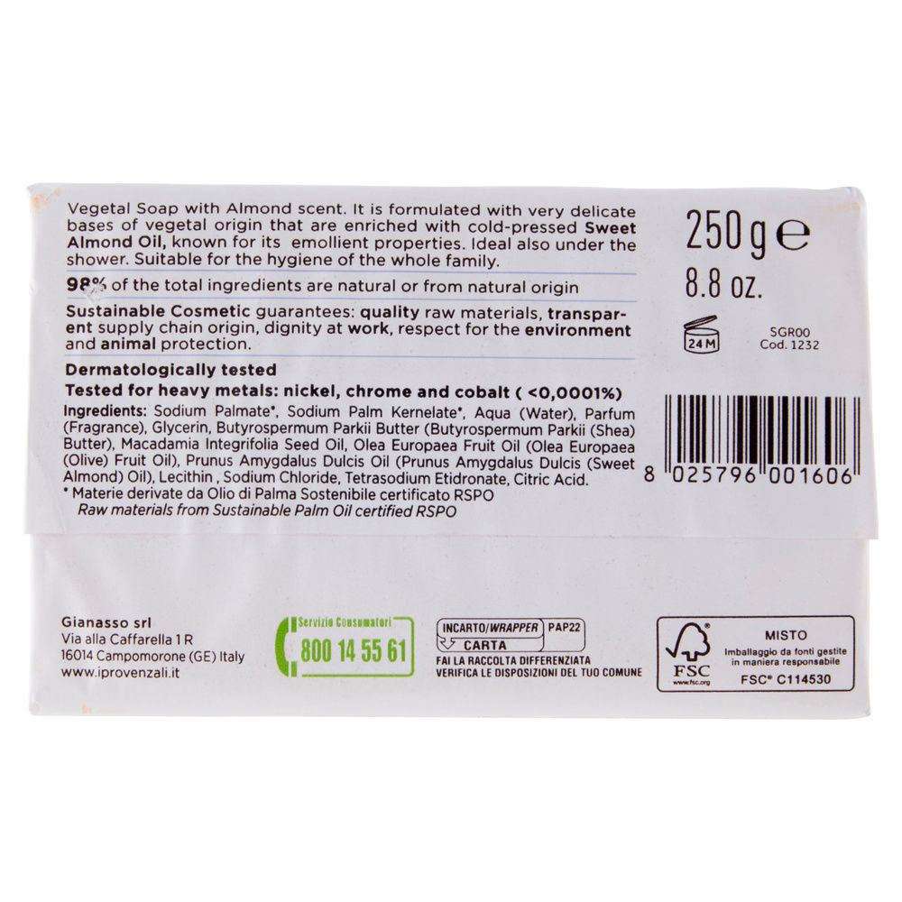 SAPONE SOLIDO I PROVENZALI MANDORLA G 250 - 1
