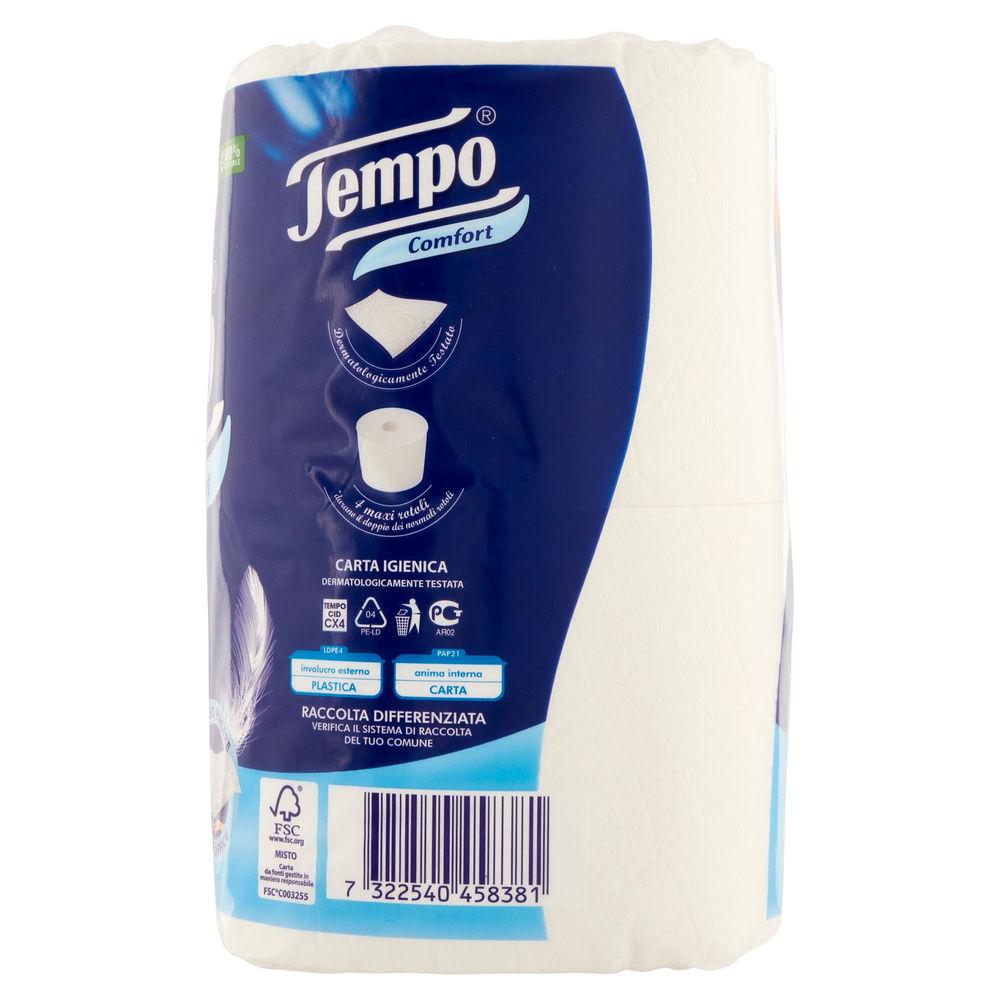 CARTA IGIENICA TEMPO COMFORT 2 VELI MAXI ROTOLI PZ 4 - 5