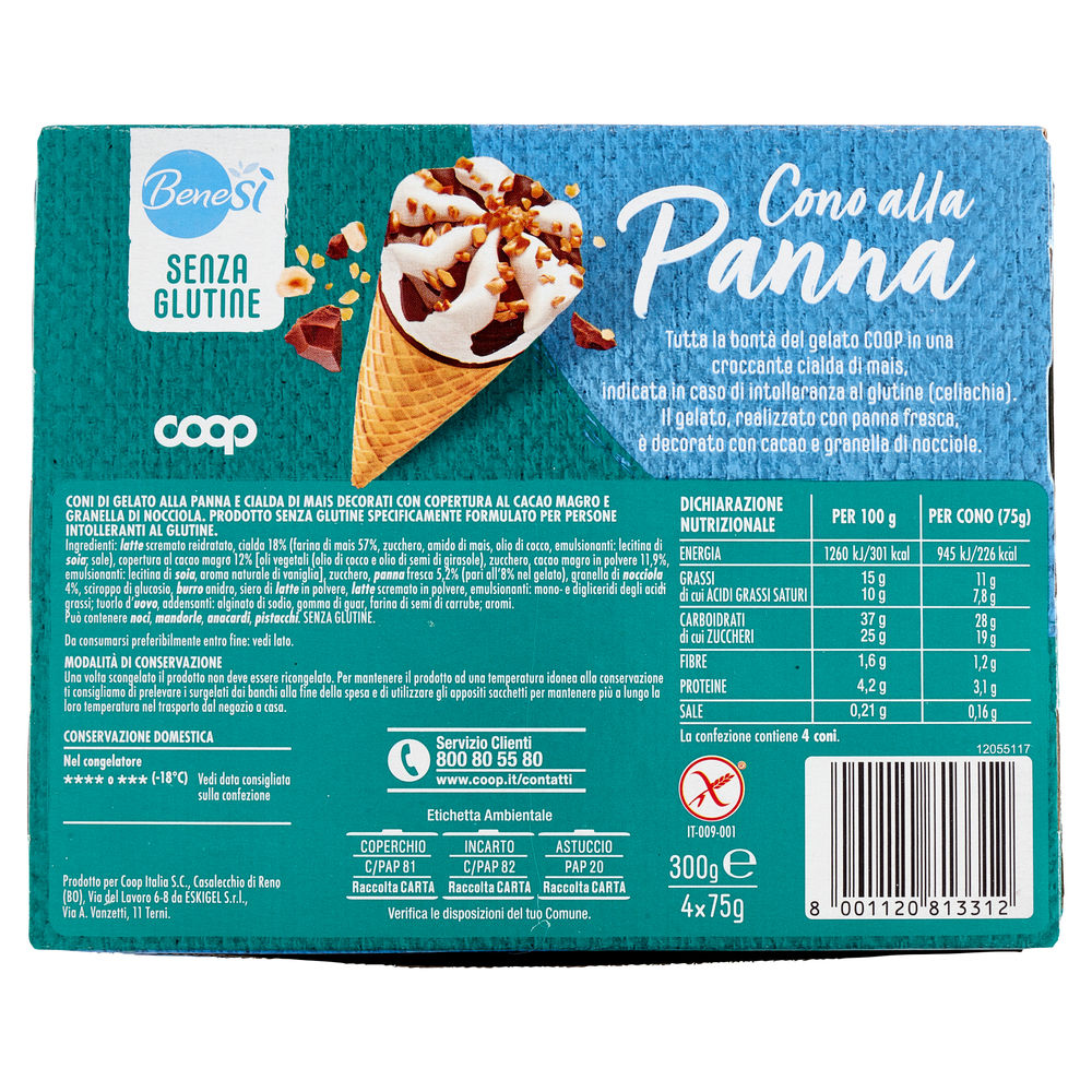 CONO SENZA GLUTINE ALLA PANNA BENE.SI' COOP 4 PZ G 300 - 1