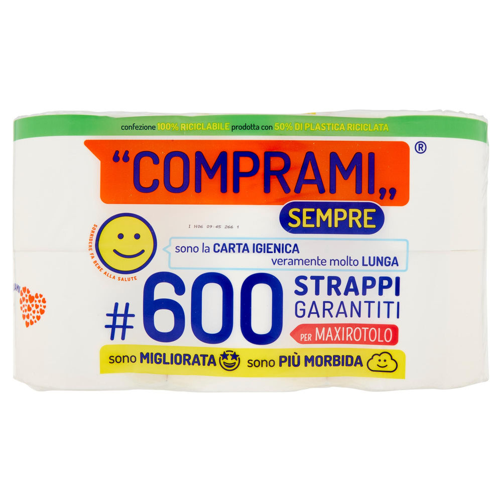 CARTA IGIENICA COMPRAMI SEMPRE MAXI 2 VELI 600 STRAPPI CELLO ROTOLI PZ 12 - 3